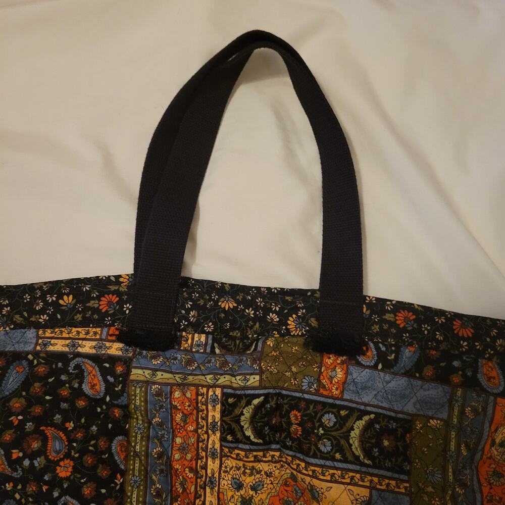 Boho Patchwork Paisley Floral Sling Tote Bag 18x18 Shoulder Purse - Picture 3 of 5
